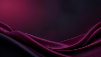 Obraz premium dark background, flowing purple silk fabric, smooth curves, luxury textile, abstract waves, deep magenta, sensual texture, mysterious atmosphere, glossy surface, elegant drapery, rich colors, studio l