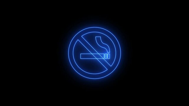 no smoking sign icon warning symbol neon lights.no smoking icon with dynamic red neon linesNo Smoking neon signboardanimation of NO SMOKING sign