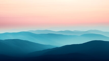 Fototapeta premium The mountains are blue and the sky is pink