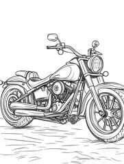 Minimalist Monochrome Motorcycle Outline for Kids Coloring