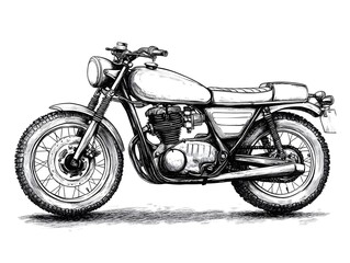 Fototapeta premium Vintage Motorcycle Outline Drawing for Kids Coloring and