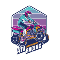 ATV Racing sport vector illustration, perfect for t shirt design and competition event logo	