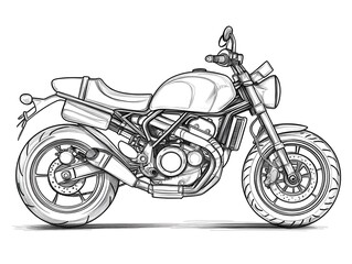 Obraz premium Minimalist Outline Sketch of a Motorcycle on a White Background