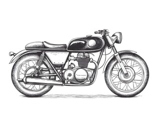 Fototapeta premium Vintage Motorcycle Outline Drawing for Kids Coloring or Graphic Design
