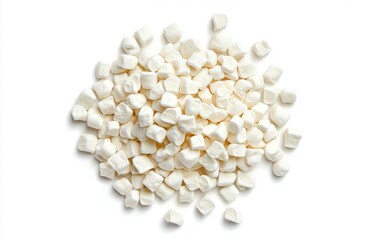 Mini marshmallows pile, studio shot, white background, food photography, recipe ingredient