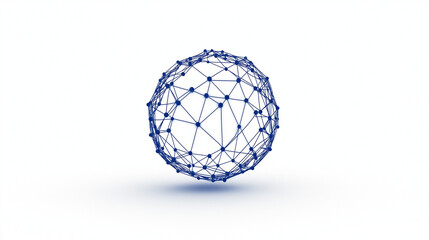 Network Sphere, Minimalist 3D Render with Connected Lines