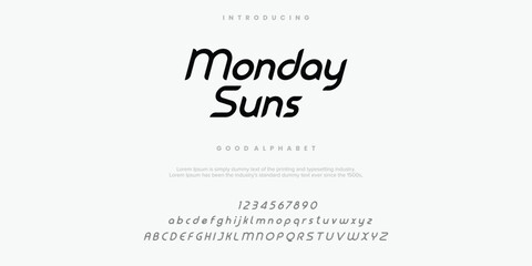 Monday Suns simple minimal abstract alphabet fonts. Typography technology creative font. vector illustration