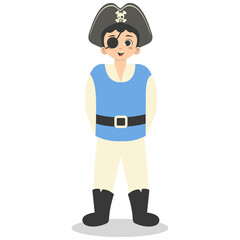 Kids Pirate Illustration with Cartoon Design. Isolated Vector Character.
