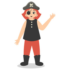 Kids Pirate Illustration with Cartoon Design. Isolated Vector Character.