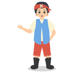 Kids Pirate Illustration with Cartoon Design. Isolated Vector Character.