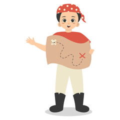 Kids Pirate Illustration with Cartoon Design. Isolated Vector Character.