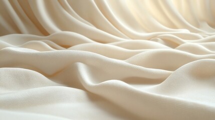 Obraz premium Soft, flowing cream-colored fabric draped elegantly, creating gentle waves and shadows in bright light