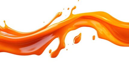 Vibrant orange paint fluid flowing on a white background, creates a visual effect, generative AI