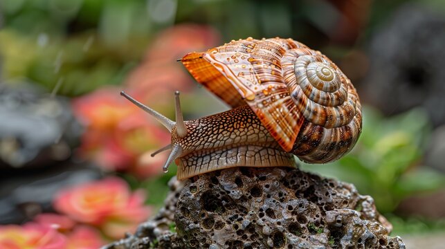 un escargot avec un parapluie car il pleut vraiment trop HD 8K wallpaper Photographic Image