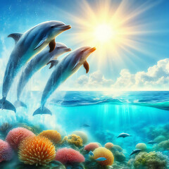 dolphins in the ocean
