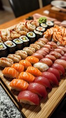 Exquisite Sushi Platter A Culinary Masterpiece of Artfully Arranged Nigiri and Maki Rolls
