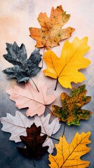 Obraz premium Autumn Leaves Collection Fall Foliage Colorful Oak Leaves Nature Photography