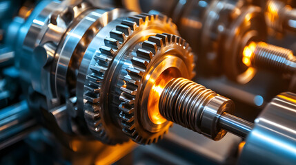 Mechanical systems efficiency industrial setting w 95168710-d8e0-45c9-b2a7-b44638b3d18d 2 close-up view of gear wheel in a factory environment
