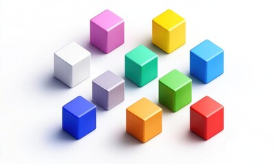 Obraz premium Colorful cubes arranged in a pattern on white background.