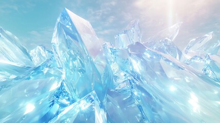 Obraz premium Stunning View of Crystalline Ice Formations in Bright Sunlight