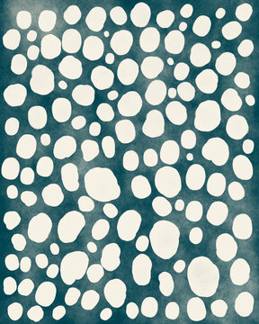 Minimal Illustration With White Abstract Dots Over Blue