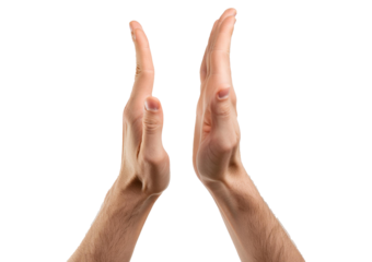 Caucasian hands gesturing Isolated on Transparent or White Background.