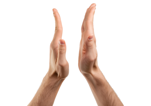 Caucasian hands gesturing Isolated on Transparent or White Background.