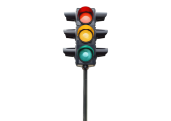 Traffic light Isolated on Transparent or White Background.