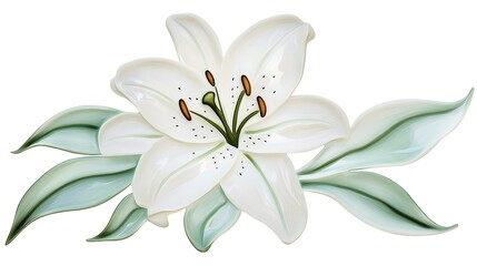 A white flower with green leaves