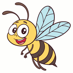A cheerful cartoon bee with big eyes and vibrant wings, perfect for children's themes and nature illustrations.