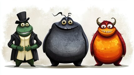 Colorful Cartoon Monsters with Distinct Expressions and Styles