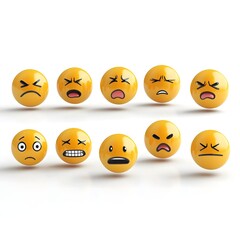 Fototapeta premium Emotional Expressions Diverse Collection of Stylized Digital Faces Conveying Various Moods and Feelings