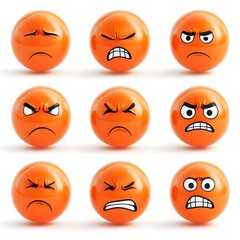 Fototapeta premium Diverse Emotional Expressions Showcased in Vibrant Orange Spheres