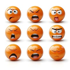 Fototapeta premium Vibrant Collection of Expressive Emotion Themed Graphic Icons on Isolated Background