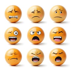 Fototapeta premium Collection of Diverse Genuine Human Emotion Expressions on Yellow Balls