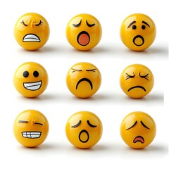 Fototapeta premium Diverse Facial Expressions Depicting Genuine Human Emotions in Minimalist Design for Commercial Use