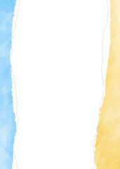 Obraz premium 破れた紙のフレーム、水彩カラー、背景素材、縦向き