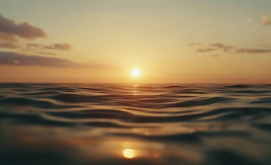 Ocean sunset, tranquil waves, golden hour, sea background, travel
