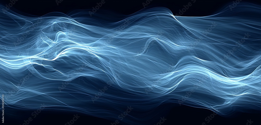 Wall mural an abstract blue wavy gradient background with grain and noise texture, perfect for headers, posters