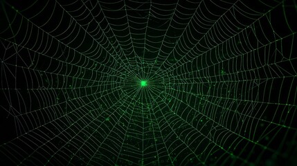 Fototapeta premium Stylized Digital Spiderweb Design with Vibrant Green Elements