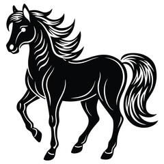 Elegant Black Horse Silhouette Design for Graphic Use