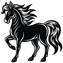 Elegant Black Horse Silhouette Design for Graphic Use