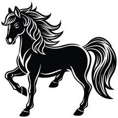 Elegant Black Horse Silhouette Design for Graphic Use