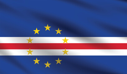 Cape Verde flag official colors and proportion digital vector illustration. Pleated flag.