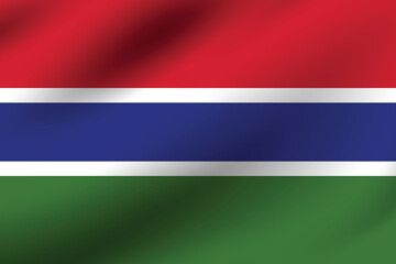 Gambia flag official colors and proportion digital vector illustration. Pleated flag.