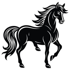 Elegant Black Horse Silhouette Design for Graphic Use