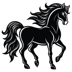 Elegant Black Horse Silhouette Design for Graphic Use