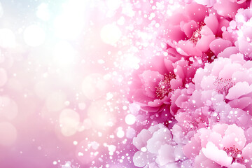 Fototapeta premium A beautiful pink flower with a white background. The flower is surrounded by a soft, pastel pink hue that creates a serene and calming atmosphere. The white background adds a touch of elegance