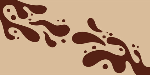 Coffee or chocolate liquid texture. Cocoa splash vector background. Abstract liquid brown waves illustration.