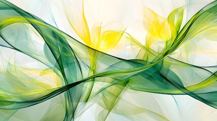 Obraz premium An abstract image capturing the essence of spring's arrival, featuring soft pastel tones and flowing curves. The composition emphasizes the vitality of nature through organic shapes and gentle color